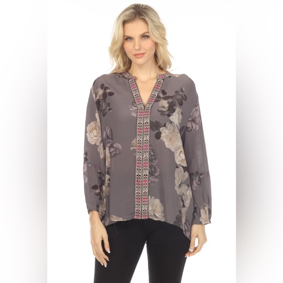 Johnny Was Workshop Paris Effortless Silk Floral Blouse